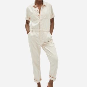 Everlane Super-Soft Jean Coverall in Bone, Size 2